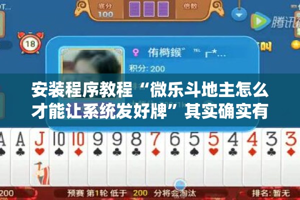安装程序教程“微乐斗地主怎么才能让系统发好牌”其实确实有挂