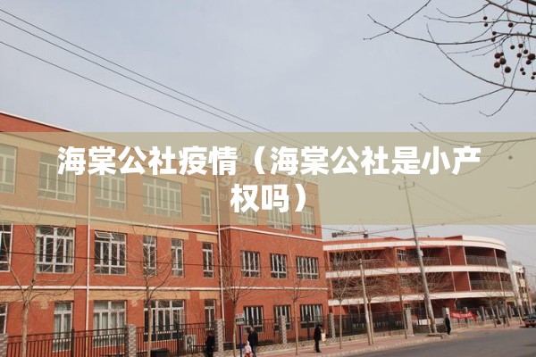 海棠公社疫情（海棠公社是小产权吗）