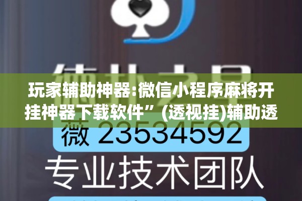 玩家辅助神器:微信小程序麻将开挂神器下载软件”(透视挂)辅助透视教程