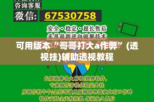 可用版本“哥哥打大a作弊”(透视挂)辅助透视教程