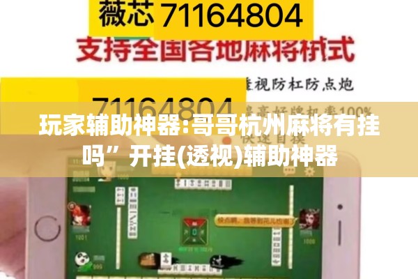 玩家辅助神器:哥哥杭州麻将有挂吗”开挂(透视)辅助神器