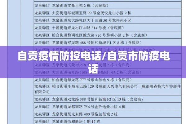 自贡疫情防控电话/自贡市防疫电话