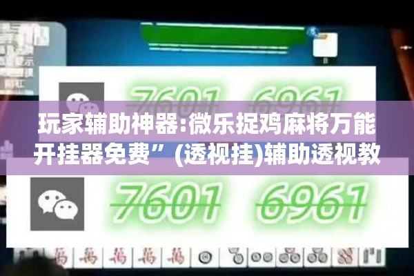 玩家辅助神器:微乐捉鸡麻将万能开挂器免费	”(透视挂)辅助透视教程