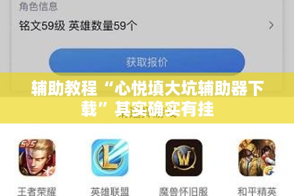 辅助教程“心悦填大坑辅助器下载”其实确实有挂