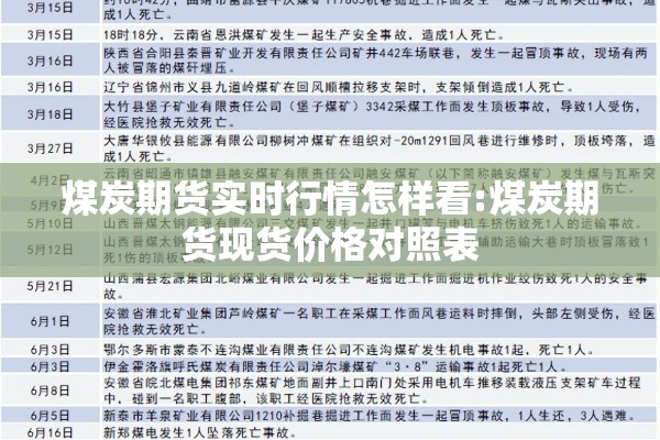 煤炭期货实时行情怎样看:煤炭期货现货价格对照表