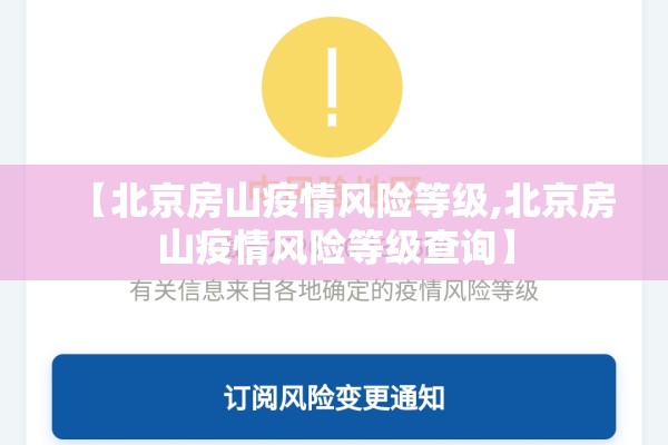 【北京房山疫情风险等级,北京房山疫情风险等级查询】