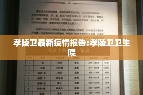 孝陵卫最新疫情报告:孝陵卫卫生院