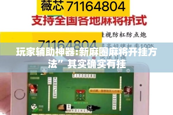 玩家辅助神器:新麻圈麻将开挂方法	”其实确实有挂