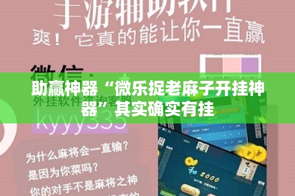 助赢神器“微乐捉老麻子开挂神器	”其实确实有挂