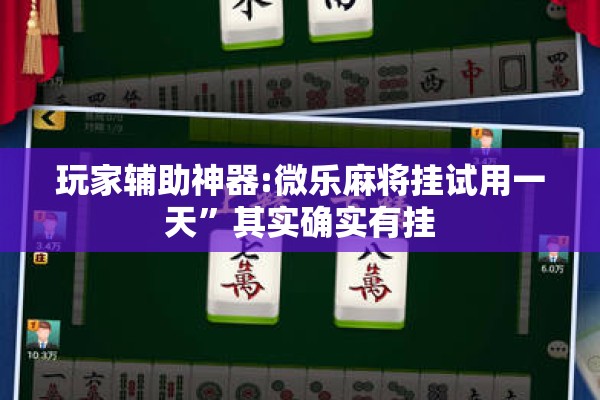 玩家辅助神器:微乐麻将挂试用一天”其实确实有挂