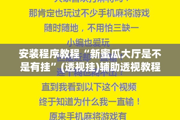 安装程序教程“新蜜瓜大厅是不是有挂”(透视挂)辅助透视教程
