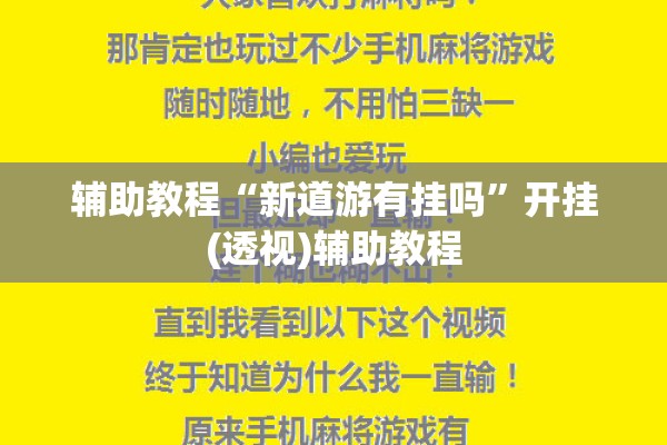 辅助教程“新道游有挂吗”开挂(透视)辅助教程