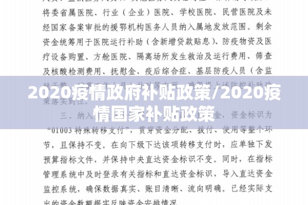 2020疫情政府补贴政策/2020疫情国家补贴政策 2020疫情政府补贴政策/2020疫情国家补贴政策