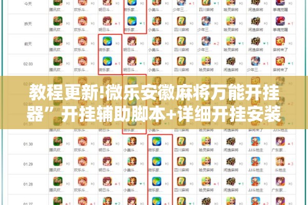 教程更新!微乐安徽麻将万能开挂器	”开挂辅助脚本+详细开挂安装教程