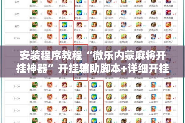 安装程序教程“微乐内蒙麻将开挂神器”开挂辅助脚本+详细开挂安装教程