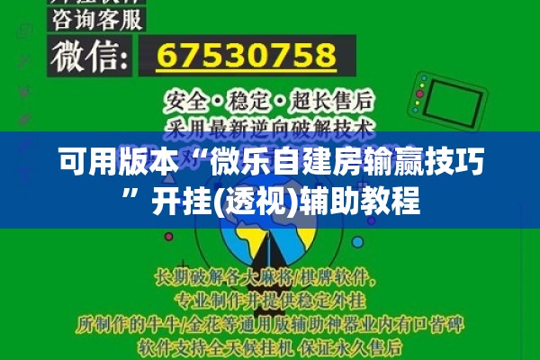 可用版本“微乐自建房输赢技巧”开挂(透视)辅助教程