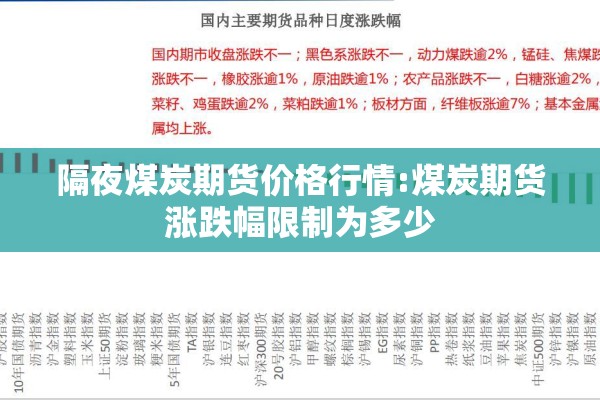 隔夜煤炭期货价格行情:煤炭期货涨跌幅限制为多少