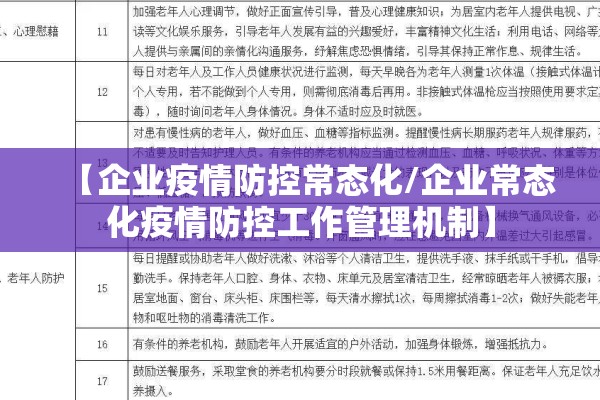【企业疫情防控常态化/企业常态化疫情防控工作管理机制】 【企业疫情防控常态化/企业常态化疫情防控工作管理机制】