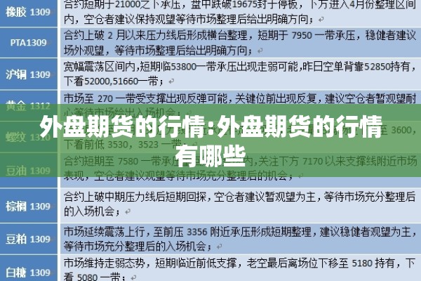 外盘期货的行情:外盘期货的行情有哪些