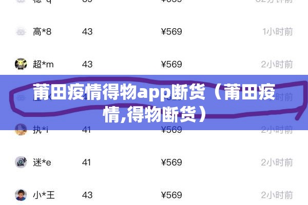 莆田疫情得物app断货（莆田疫情,得物断货）