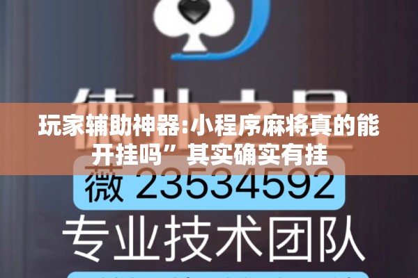 玩家辅助神器:小程序麻将真的能开挂吗”其实确实有挂
