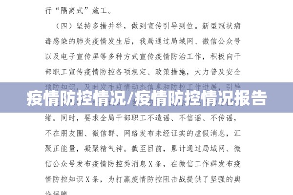 疫情防控情况/疫情防控情况报告 疫情防控情况/疫情防控情况报告