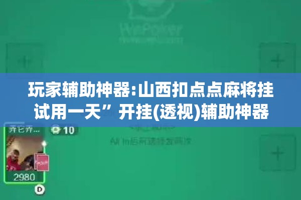 玩家辅助神器:山西扣点点麻将挂试用一天	”开挂(透视)辅助神器