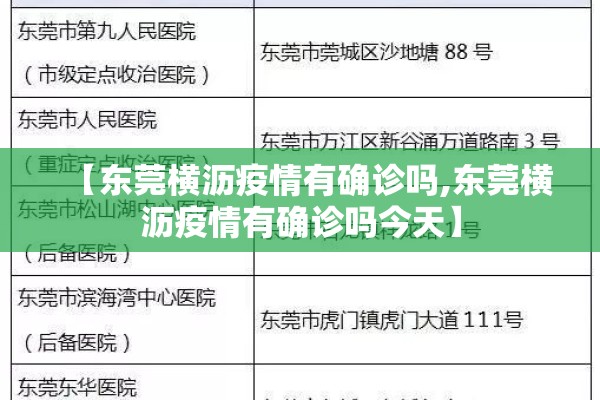 【东莞横沥疫情有确诊吗,东莞横沥疫情有确诊吗今天】 【东莞横沥疫情有确诊吗,东莞横沥疫情有确诊吗今天】
