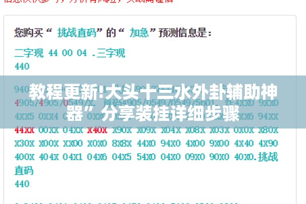 教程更新!大头十三水外卦辅助神器	”分享装挂详细步骤