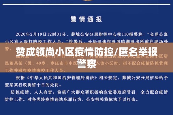 赞成领尚小区疫情防控/匿名举报警察 赞成领尚小区疫情防控/匿名举报警察
