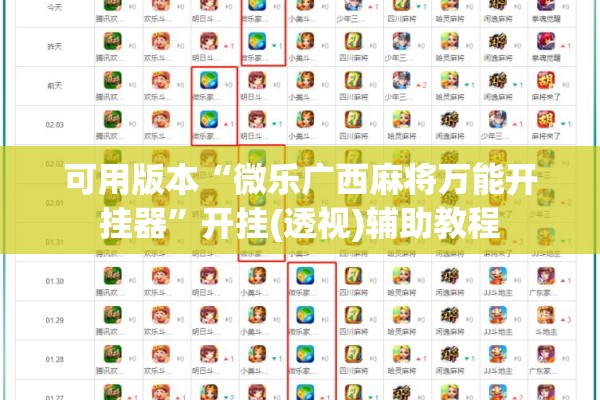 可用版本“微乐广西麻将万能开挂器”开挂(透视)辅助教程