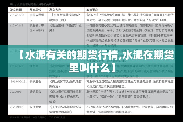 【水泥有关的期货行情,水泥在期货里叫什么】 【水泥有关的期货行情,水泥在期货里叫什么】