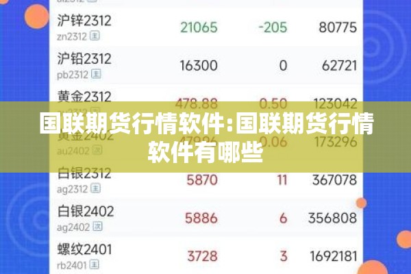 国联期货行情软件:国联期货行情软件有哪些 国联期货行情软件:国联期货行情软件有哪些