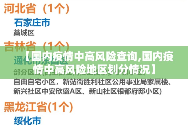【国内疫情中高风险查询,国内疫情中高风险地区划分情况】 【国内疫情中高风险查询,国内疫情中高风险地区划分情况】
