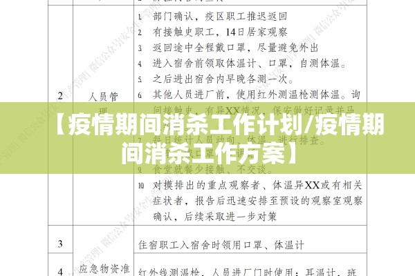 【疫情期间消杀工作计划/疫情期间消杀工作方案】 【疫情期间消杀工作计划/疫情期间消杀工作方案】