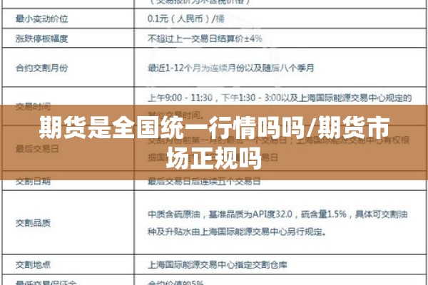 期货是全国统一行情吗吗/期货市场正规吗 期货是全国统一行情吗吗/期货市场正规吗