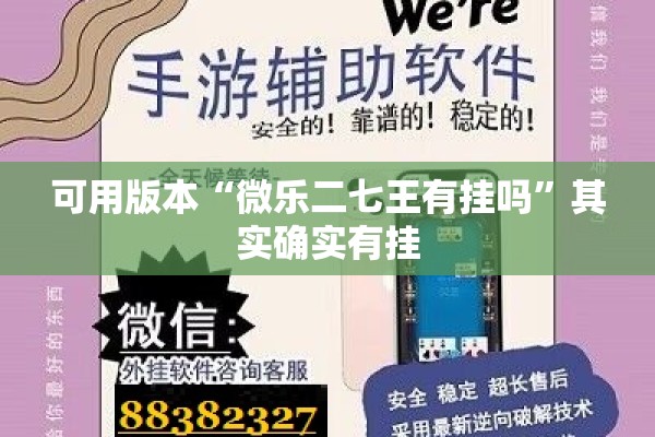 可用版本“微乐二七王有挂吗”其实确实有挂