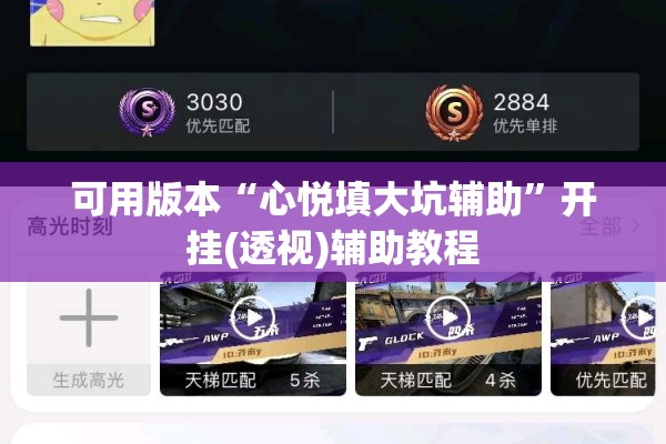 可用版本“心悦填大坑辅助	”开挂(透视)辅助教程