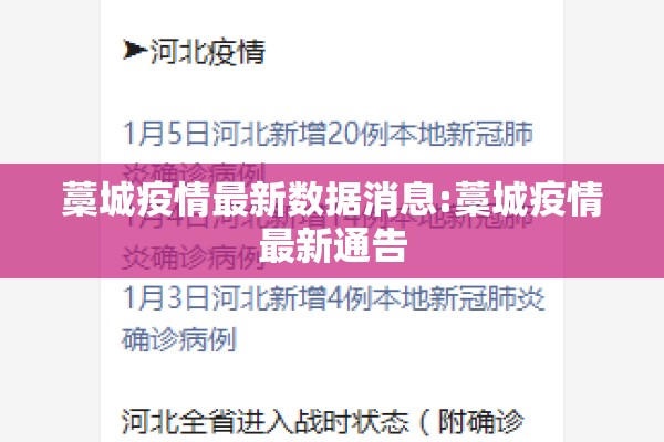 藁城疫情最新数据消息:藁城疫情最新通告