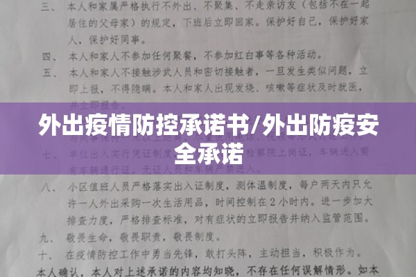 外出疫情防控承诺书/外出防疫安全承诺