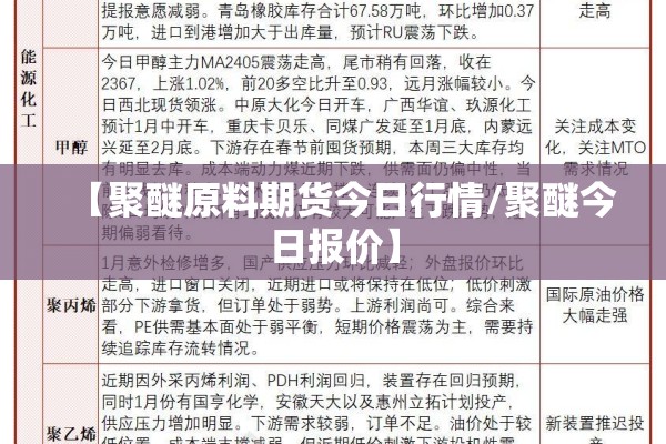 【聚醚原料期货今日行情/聚醚今日报价】 【聚醚原料期货今日行情/聚醚今日报价】