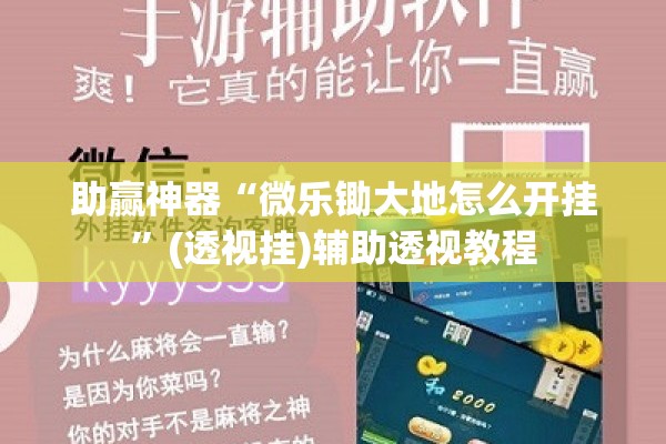 助赢神器“微乐锄大地怎么开挂	”(透视挂)辅助透视教程