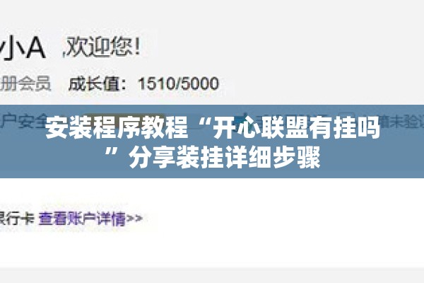 安装程序教程“开心联盟有挂吗”分享装挂详细步骤
