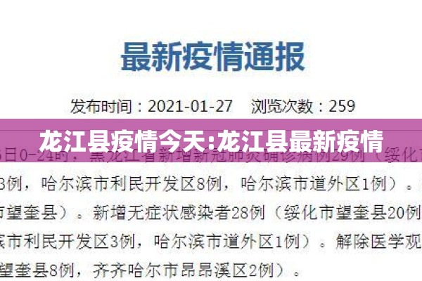 龙江县疫情今天:龙江县最新疫情 龙江县疫情今天:龙江县最新疫情