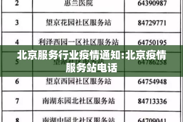 北京服务行业疫情通知:北京疫情服务站电话