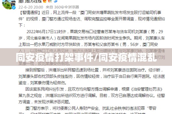 同安疫情打架事件/同安疫情混乱