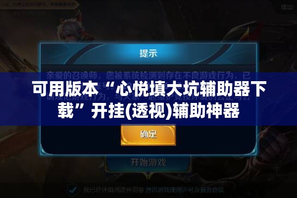 可用版本“心悦填大坑辅助器下载”开挂(透视)辅助神器
