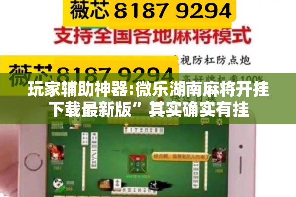 玩家辅助神器:微乐湖南麻将开挂下载最新版”其实确实有挂