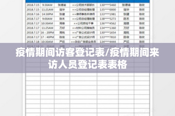 疫情期间访客登记表/疫情期间来访人员登记表表格