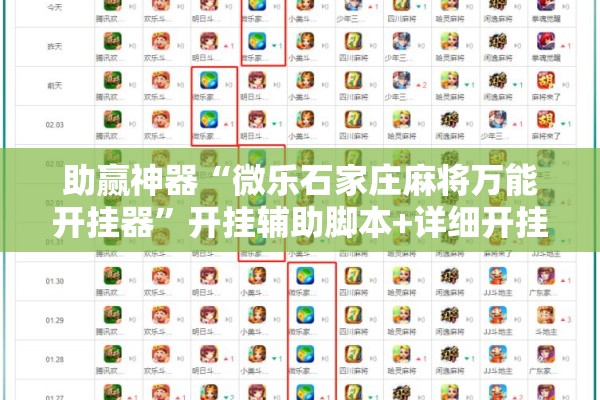 助赢神器“微乐石家庄麻将万能开挂器”开挂辅助脚本+详细开挂安装教程